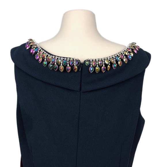 BETSEY JOHNSON Dress Jeweled Fit & Flare Cocktail Navy Blue Size 14 - Picture 6 of 8